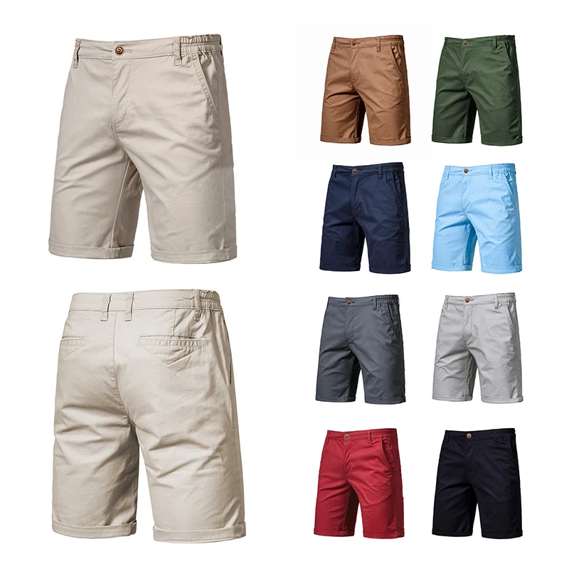 Männer Sommer lässig Business Shorts solide Baumwolle Shorts für Mann elastische Taille Gym Laufs horts Sport Strand Shorts männliche Kleidung