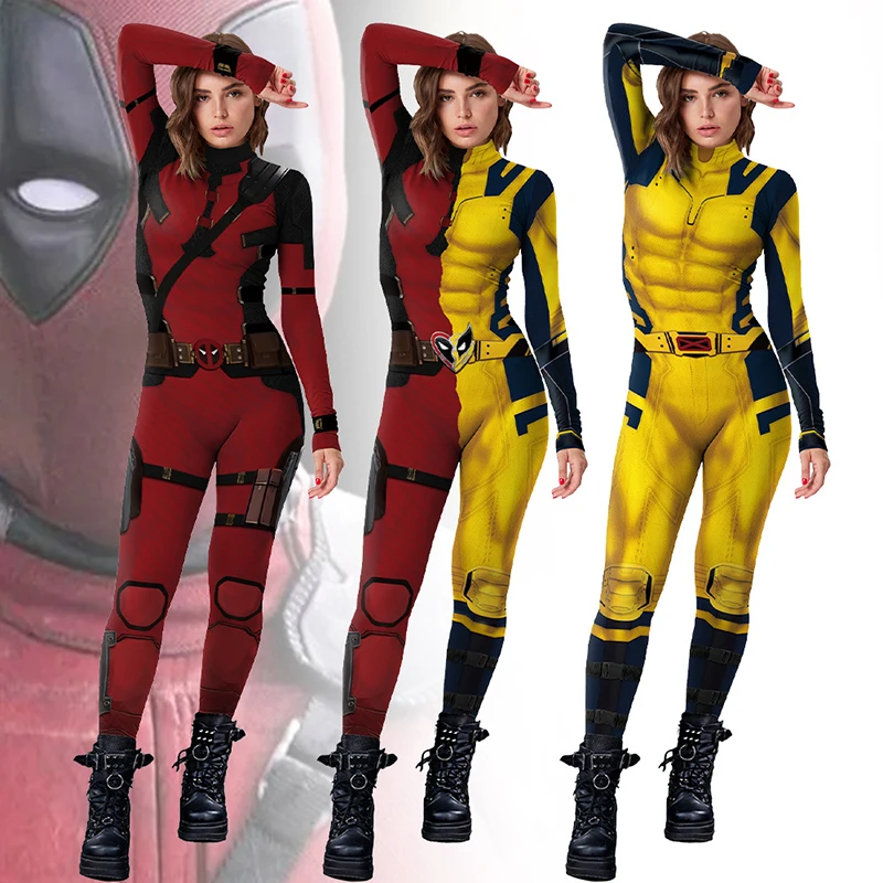 Wolverine Cosplay Costume Women Romper Superhero Costume Printed Jumpsuit Deadpool Party X-Men Zenti James Howlett Bodysuit