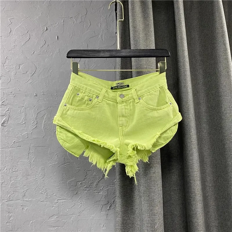 Sexy Women's Denim Shorts Streetwear Spring and Summer 2025 New Fashionable and Versatile Pocket Wide Leg Half Pants for Female