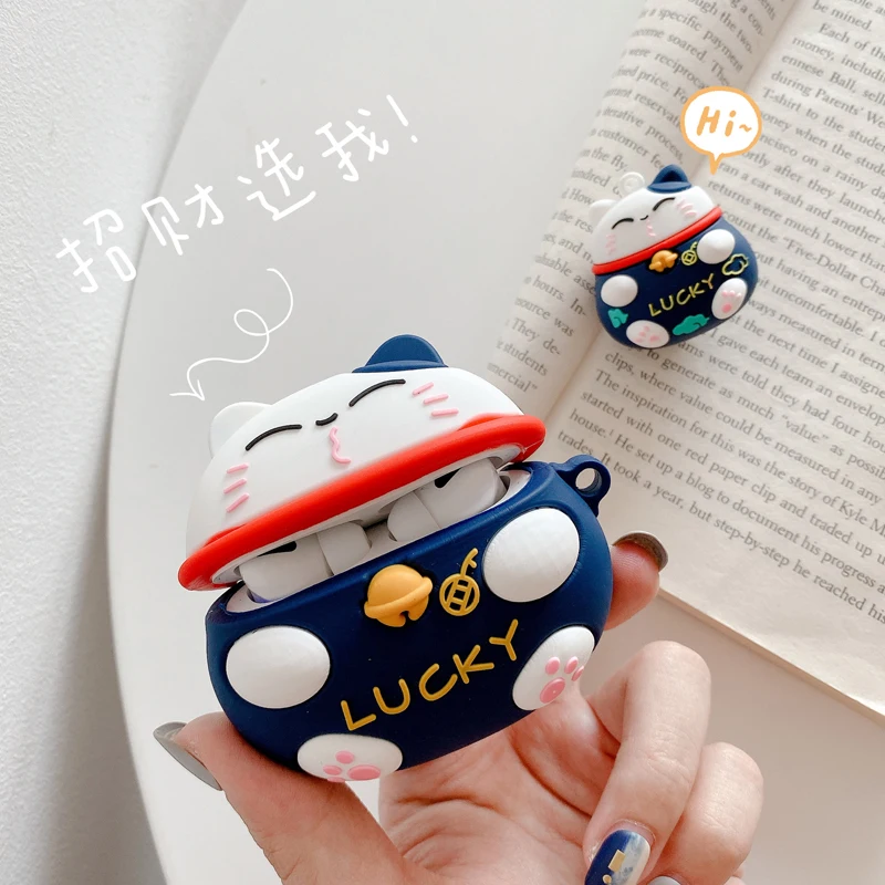 Силиконовый чехол Lucky Cat с милым мультяшным аниме для HUAWEI FreeBuds 4 4i 5 5i, чехол для HUAWEI Pro2 Pro3, защитный зажим SE 2 SE2