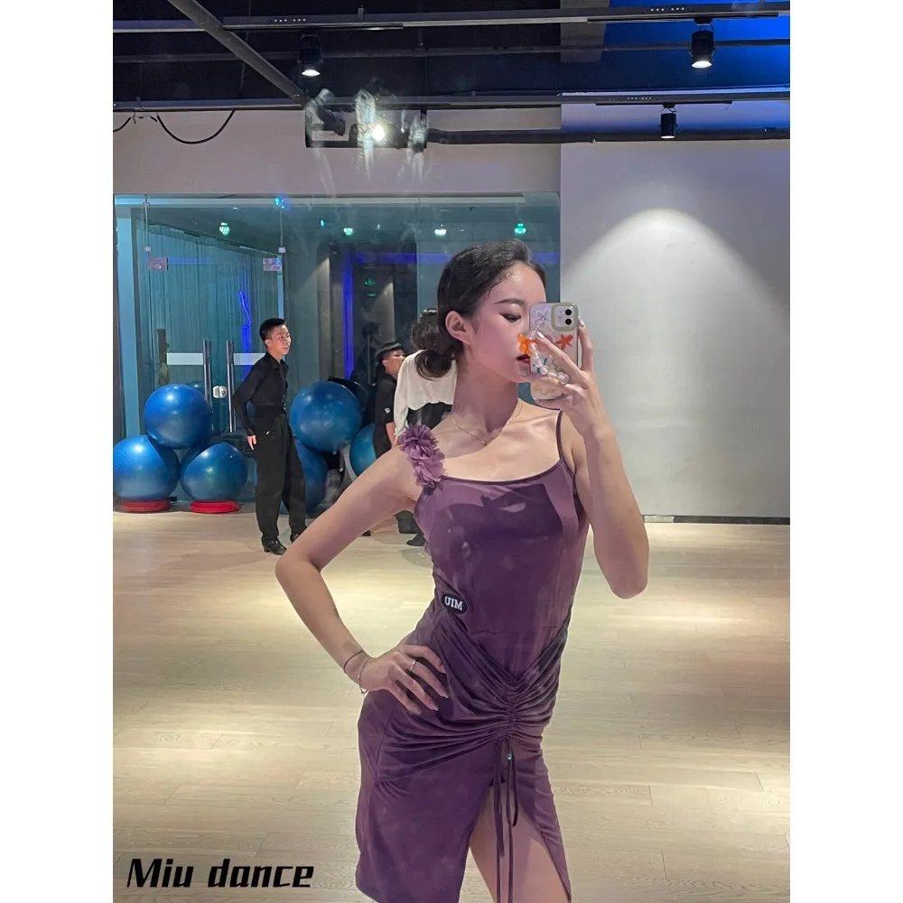 Customized Latin Dancewear Practice Clothes Women Tops Irregular Skirt Adult Stage Rumba Cha Cha Samba Dance Performance Costume
