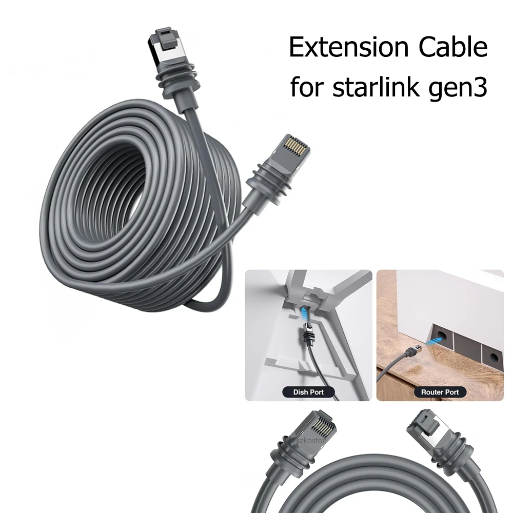 

For Starlink Gen 3 Cable Replacement Extension Cable Waterproof for Starlink V3 Cable High-Speed Satellite Internet Accessories