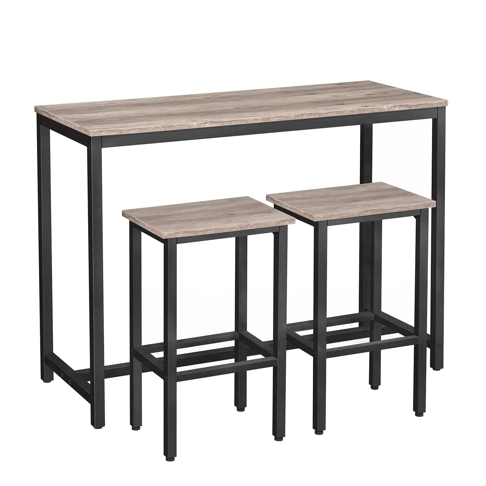 

Bar Table And 2 Stools Set 47.2 Inch Rectangular Pub Table High Top Breakfast Counter With Metal Frame Rustic Brown