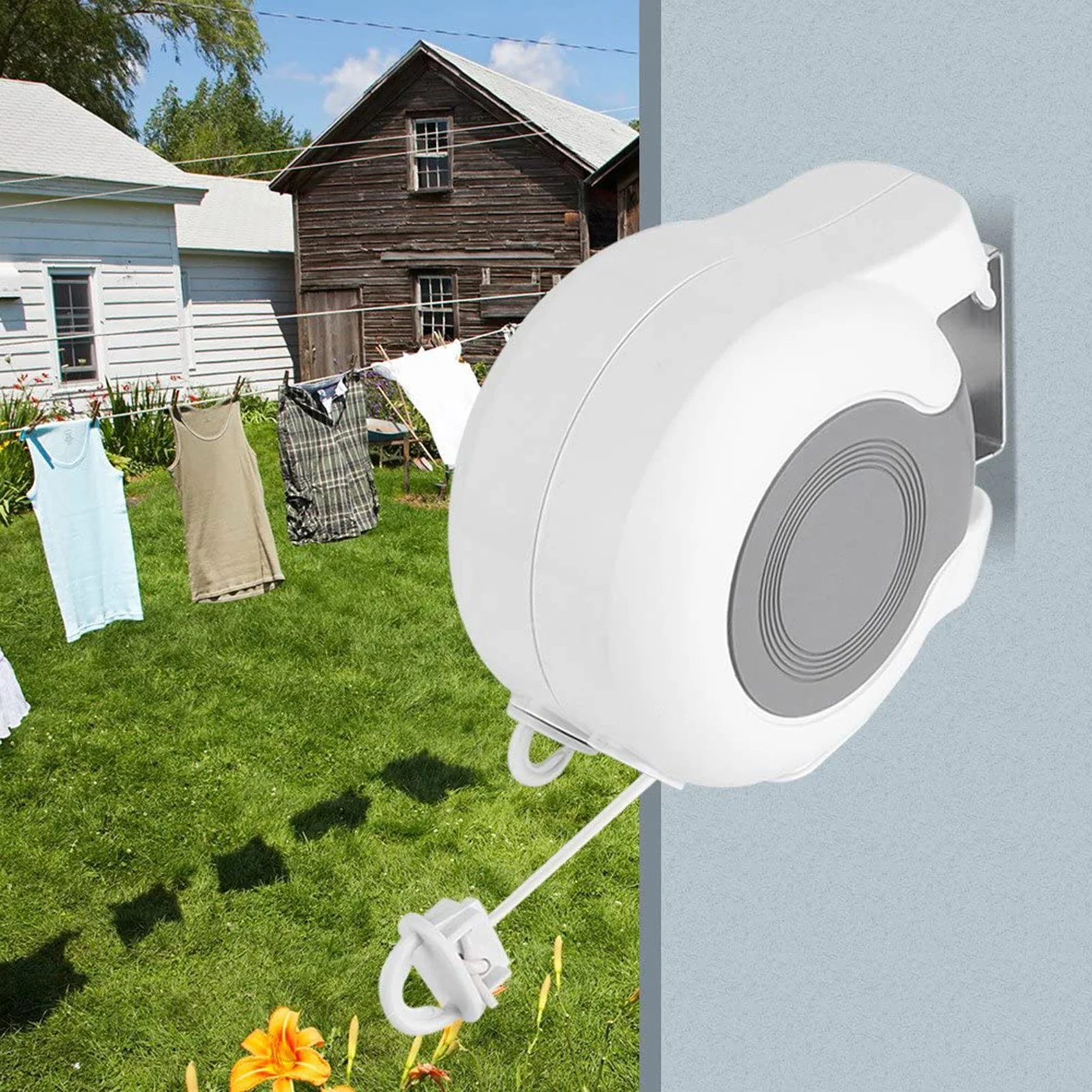 13m Wall Mounted Retractable Double Clothes Drying Line Indoor Outdoor Washing Landry Tool