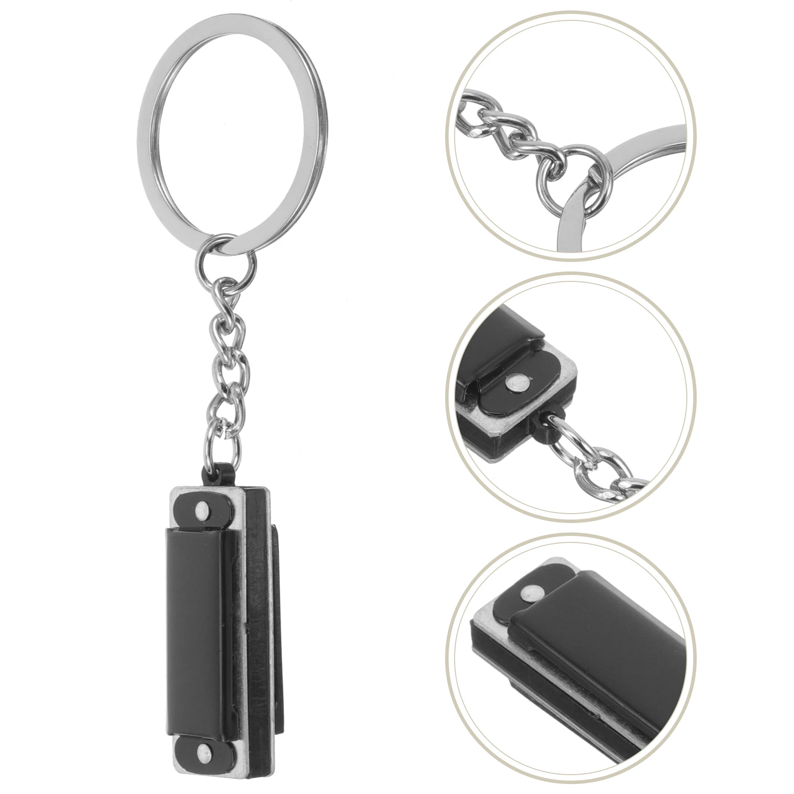 

Harmonica Keychain Accessory Pendants Music Simulation Stainless Steel Bag Hanging Decoration