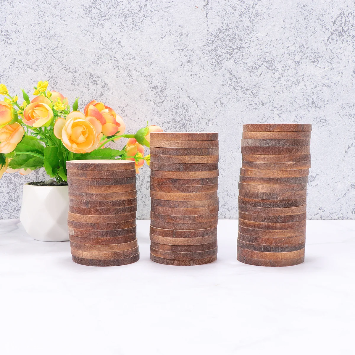 

50 Pcs Round Wood Chips Disc Craft Building Supplies Crafts DIY 5mm Checkerboard