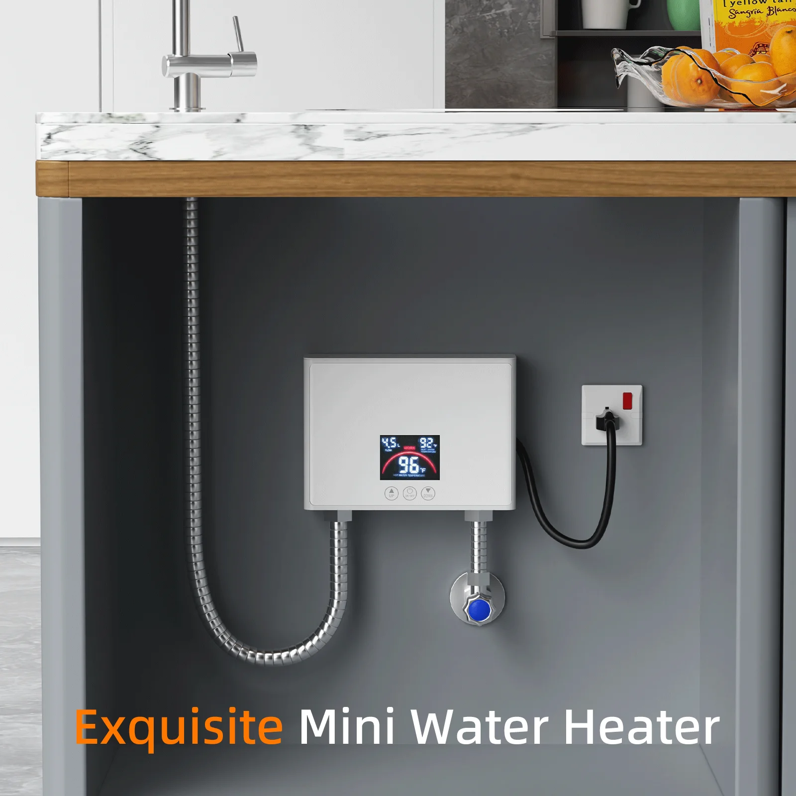 سخان مياه كهربائي صغير بدون خزان مع شاشة ديجيتال للتحكم عن بعد 3000 وات 220 فولت درجة حرارة ثابتة سخان مياه ساخن فوري