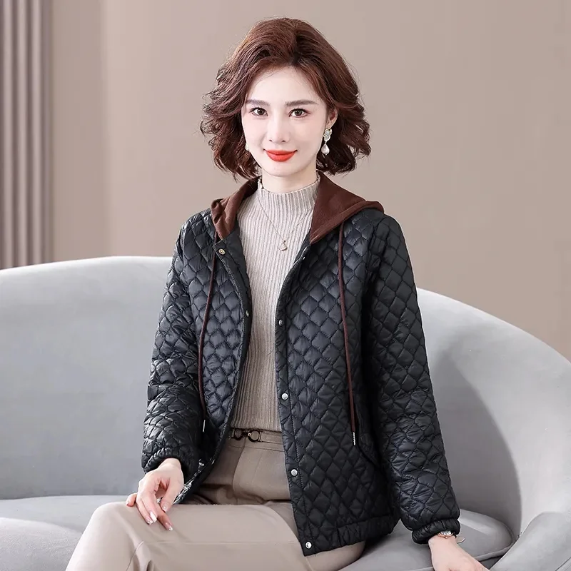 2023 Winter New Down Cotton-Padded Clothes Fashion Joker Loose Hooded Jacket Embroidery Slim Short Keep Warm Female Coat