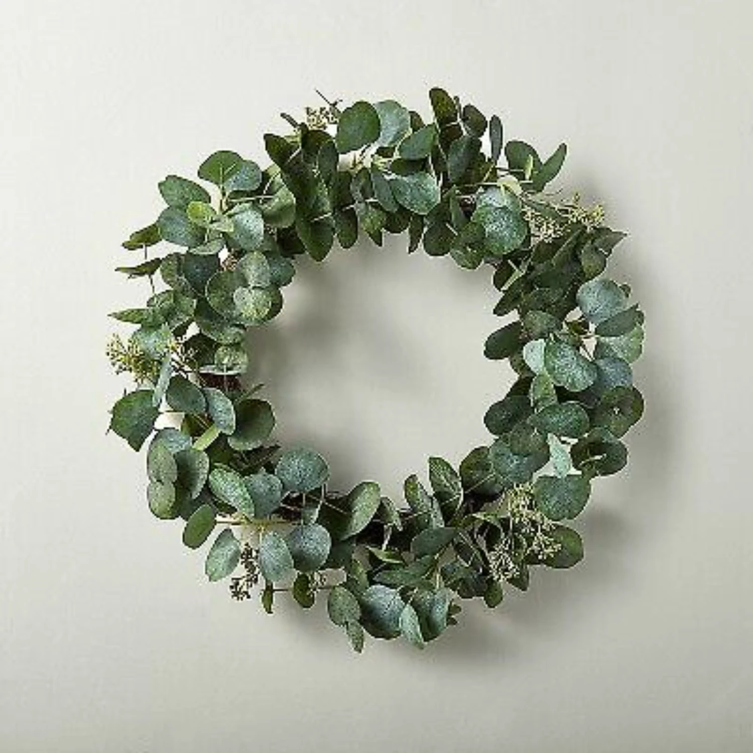 

Handcrafted Beautiful Lifelike 24" Faux Seeded Eucalyptus Wreath with Greenery and Berries - Ideal for Year-Round Display and Pe