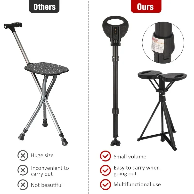 Camping hiking canes, aviation aluminum multi-purpose folding crutches