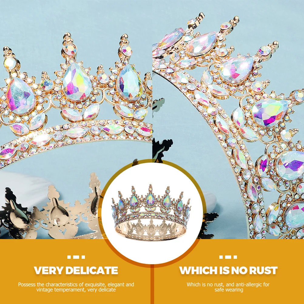 

Vintage Wedding Hair Accessories Rhinestone Crown Hollow Headdress For Bride Bridal Tiara Prom Party Hair Styling