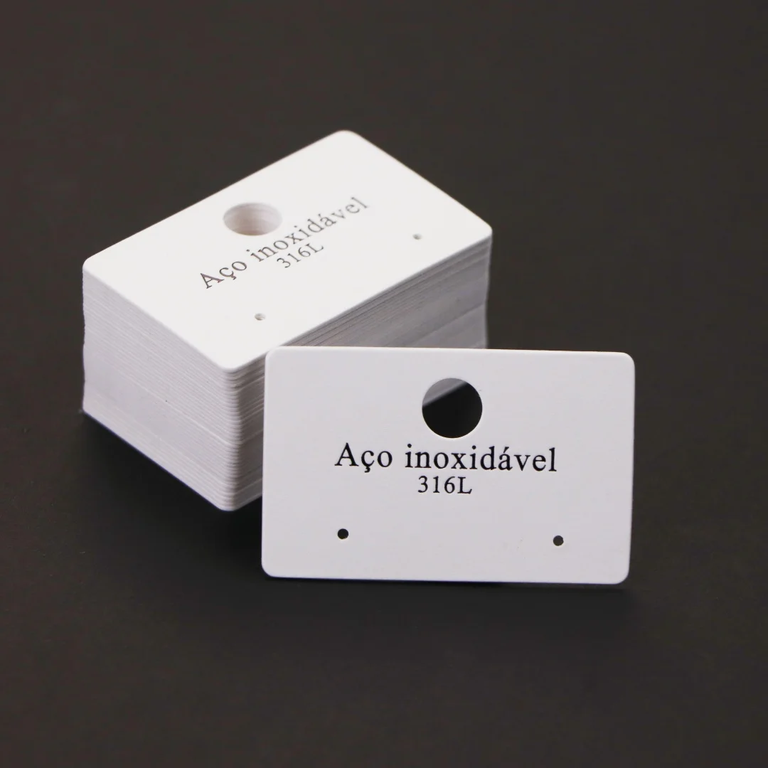 

50PCS 316L Stainless Steel Jewelry White Hanging Paper Cardboard Earrings Packing Card DIY Packaging Supplies Small Business