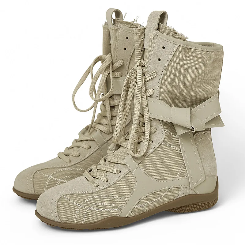 Canvas Platform Shoes Women's Cowboy Boots Trend 2026 Women's Autumn Shoes Increase Height Ladies Boots Fashion Woman Booties 40