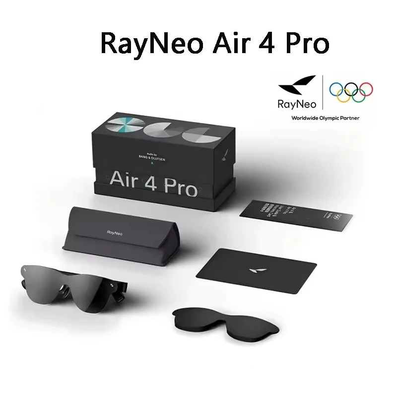نظارات Rayneo Air 4 Pro AR الذكية الجديدة DHR10 1200nits Version4000 AI HDR شاشة 3840 هرتز PWM نظارات ثلاثية الأبعاد Aduio بواسطة Bang & Olufsen