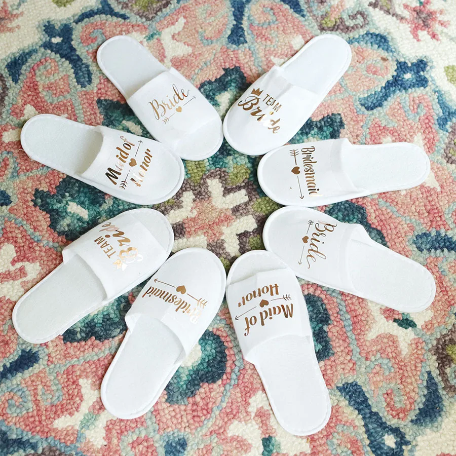 1 Pair Bride Shower Wedding Decoration Slippers Bachelorette Party Supplies Team Groom Disposable Soft Slipper Ladies Gift