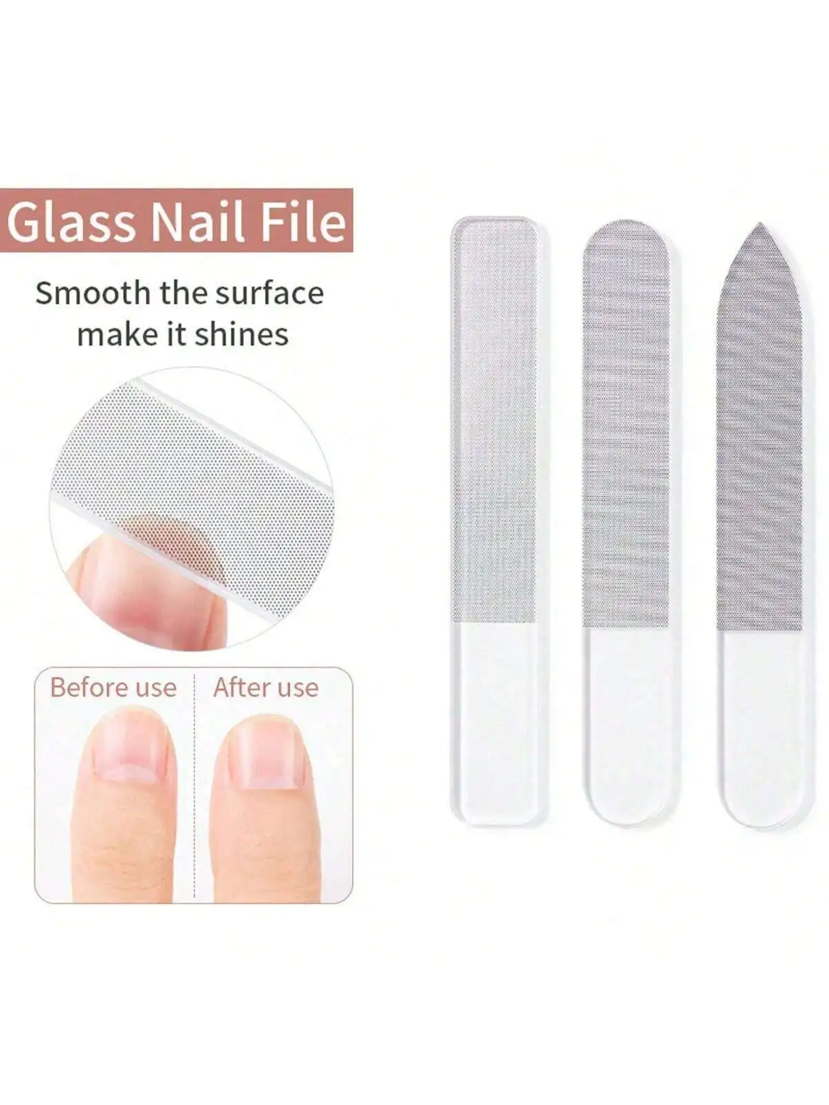 3pcs Nano Glass Nail Files Professional Sanding Polishing Files Transparent Nail File Grinding Equipment Manicure Art Tools