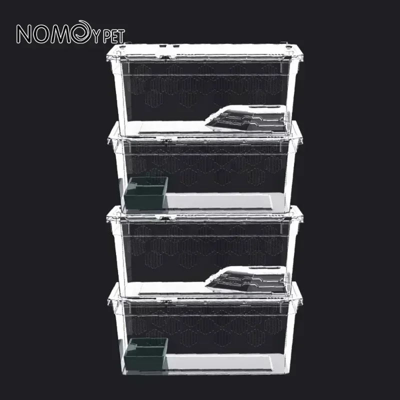 Reptile Breeding Cage Plastic Transparent Breeding Box Vivariums with Balcony Lizard Supplies Bivarium for Insect Spider Turtle