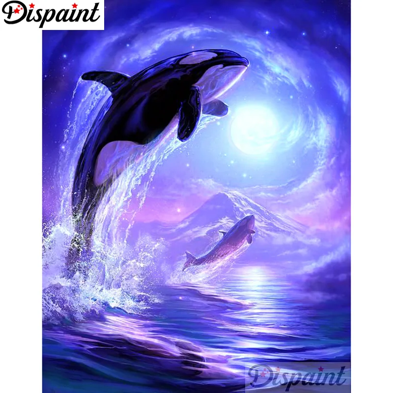 

Dispaint Full Square/Round Drill 5D DIY Diamond Painting "Animal dolphin" 3D Embroidery Cross Stitch Home Decor Gift A12668