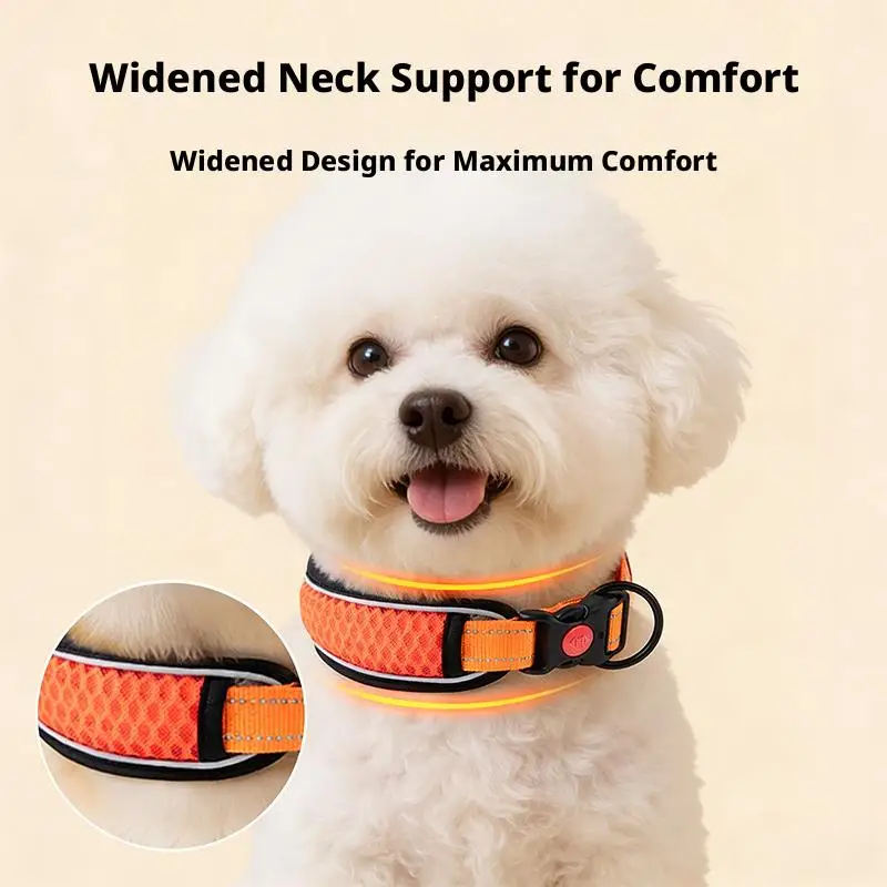 Dog Collar, Adjustable Soft Pet Collar with Escape-Proof Locking Buckle, Breathable Honeycomb Net Design for Small Large Dogs