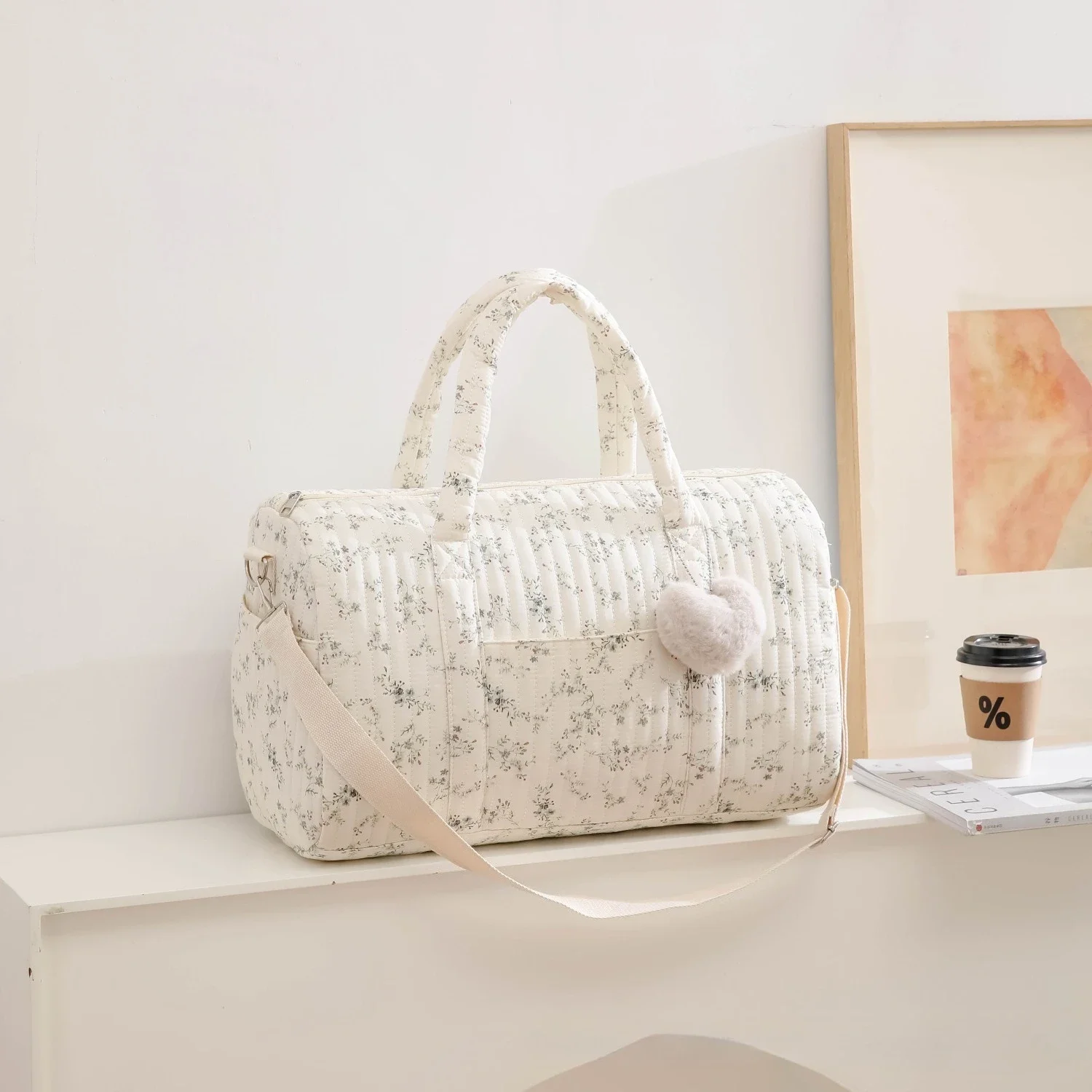 Bolsa bordada floral para mamãe, bolsa de fraldas de grande capacidade, bolsa de viagem para maternidade, armazenamento boston, bolsa de ombro, organizador de itens para bebês