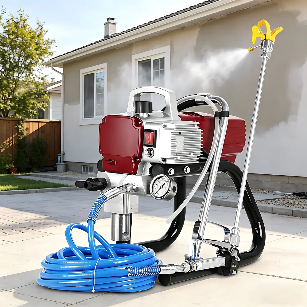 Professional Electric Airless Paint Sprayer High Pressure Painting Machine for Wall Furniture DIY with Spray Gun Hose Nozzle Set