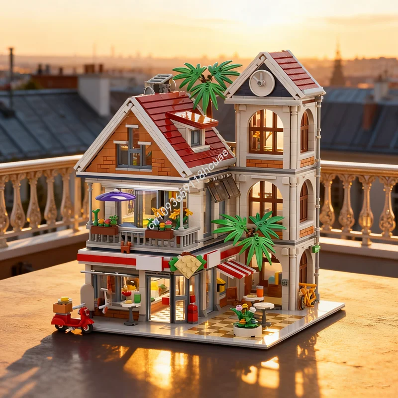 2903pcs MOC Townhouse Kebab Store D Ner Laden Model Christmas Gift Building Toy Blocks Architecture DIY Creative Idea Birthday