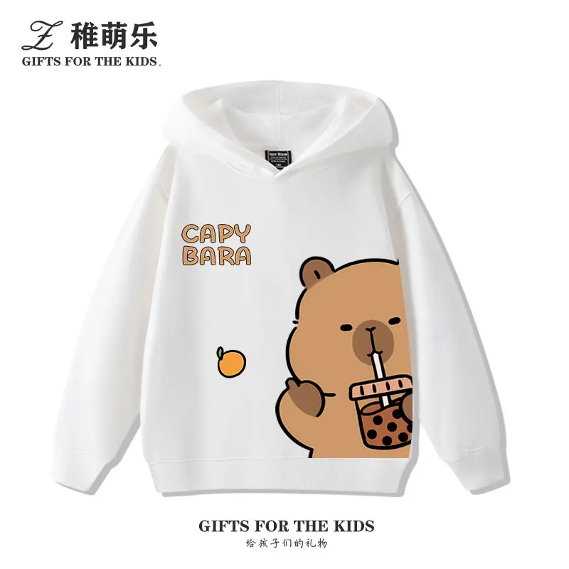

Cartoon cute capybara children's hooded sweatshirt autumn and winter high quality fashionable and comfortable hooded sweatshirt