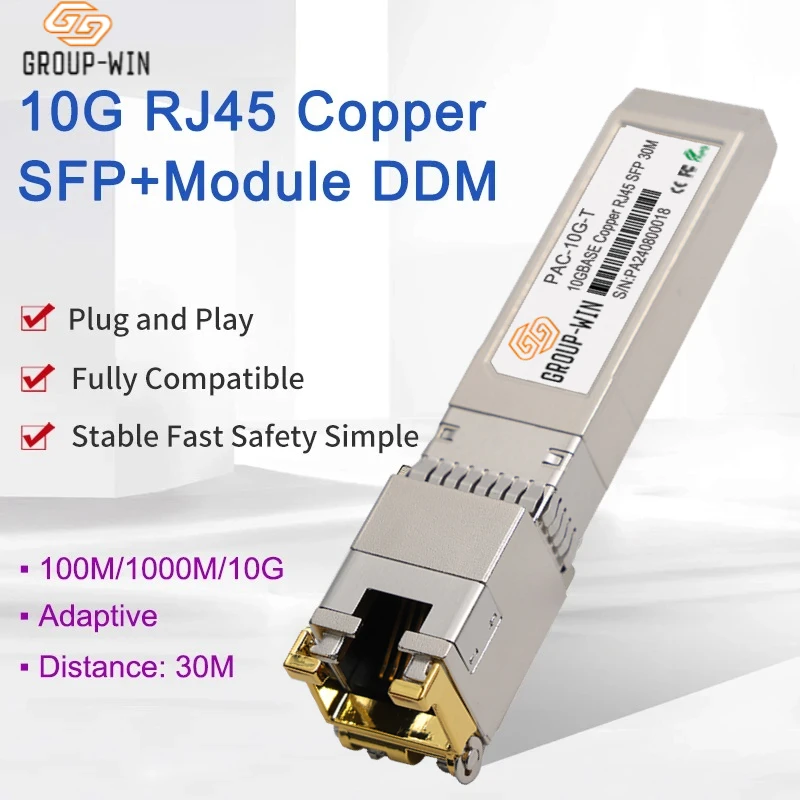 10G SFP + وحدة 10G النحاس SFP وحدات المنفذ البصري بدوره إلى منفذ إيثرنت RJ45 جيجابت 1000M وحدة الإرسال والاستقبال