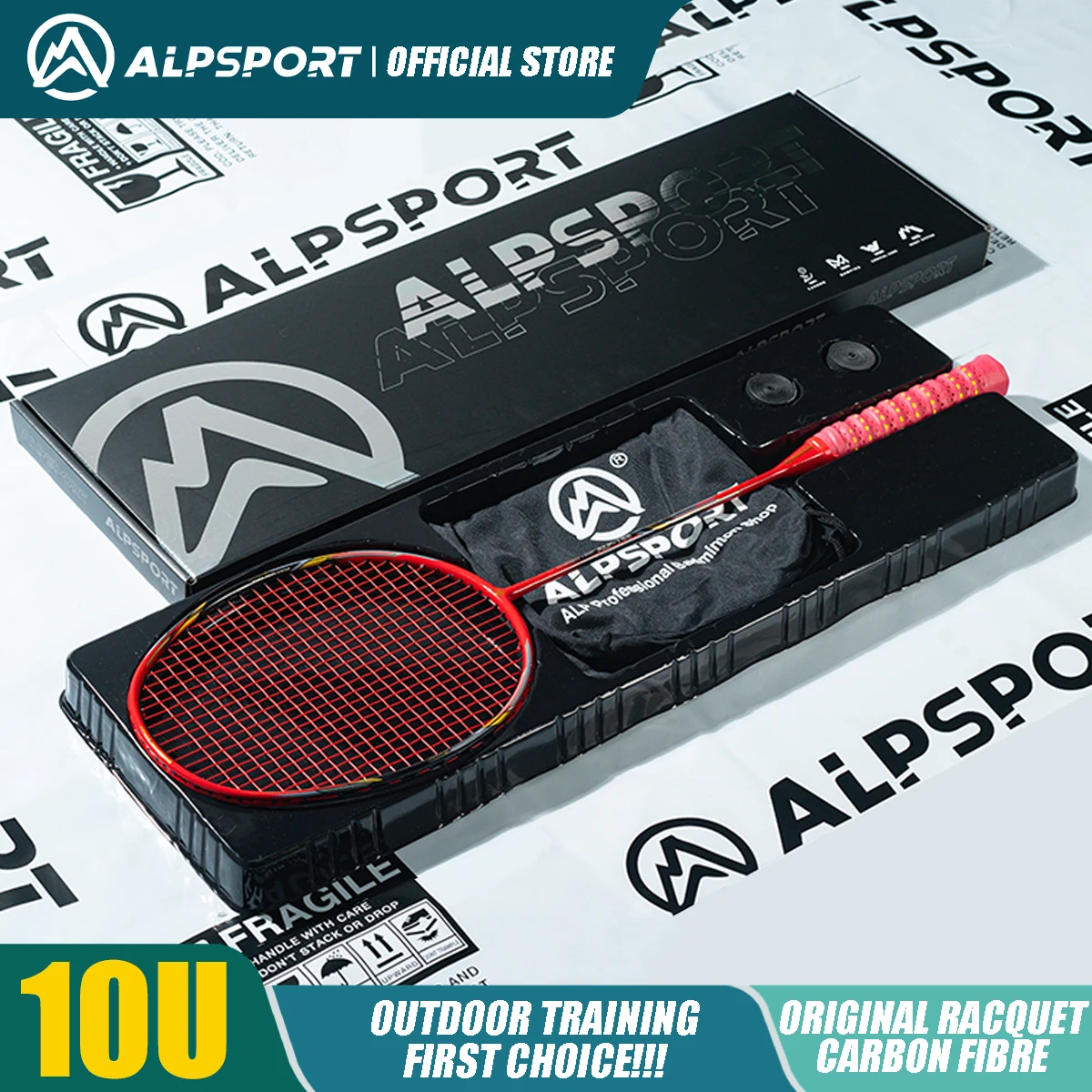 ALPSPORT AIR 10U  Ultralekki 52g T800 Rakieta do badmintona Szybkie odbicie  Importowana Maksymalnie 28 funtów 100% Pro Carbon Fibre + Rakieta tytanowa Dla średnio zaawansowanych i zaawansowanych