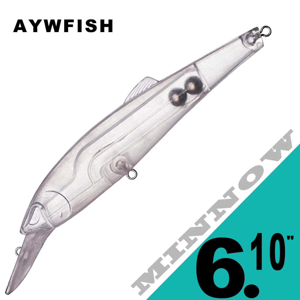 

AYWFISH 15.5CM 19.5G Unpainted Minnow Fishing Lures Artificial Hard Bait Blank 5PCS DIY Floating Jerkbait Minnow Tackle