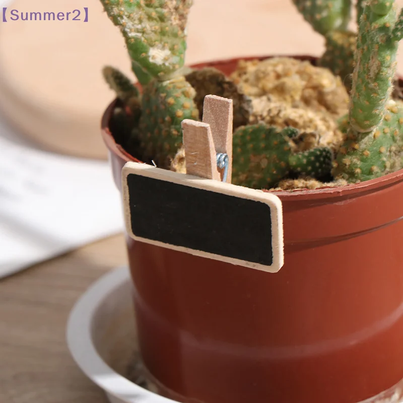 50 Mini blackboard wood message slate rectangle clip clip panel card memos label〔Sum2〕