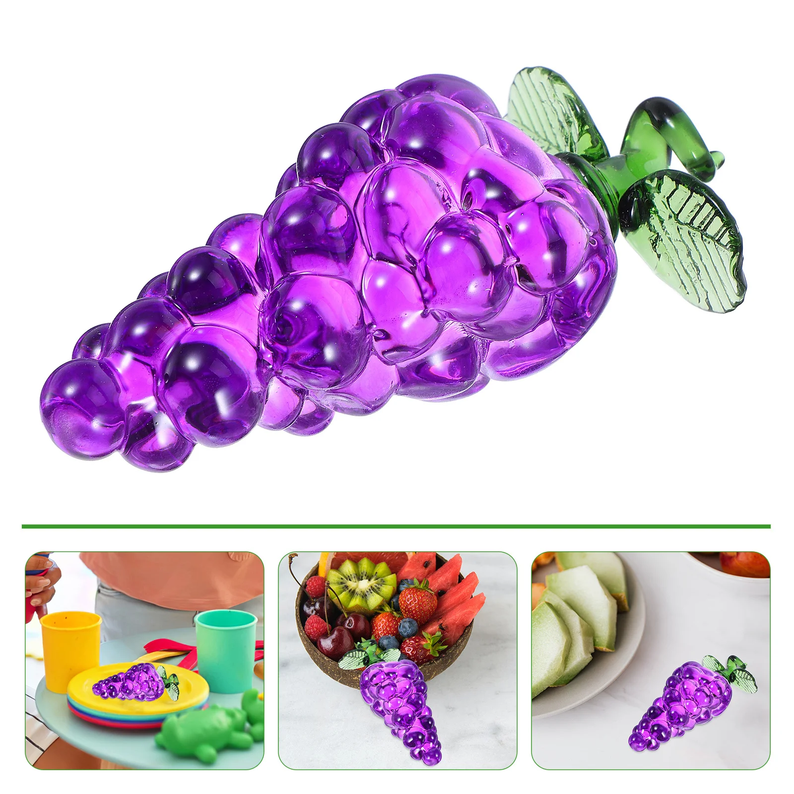 

Crystal Grape Decor Artificial Fruit Centerpiece for Living Room Tabletop Desktop Paperweight Realistic Simulation Grape