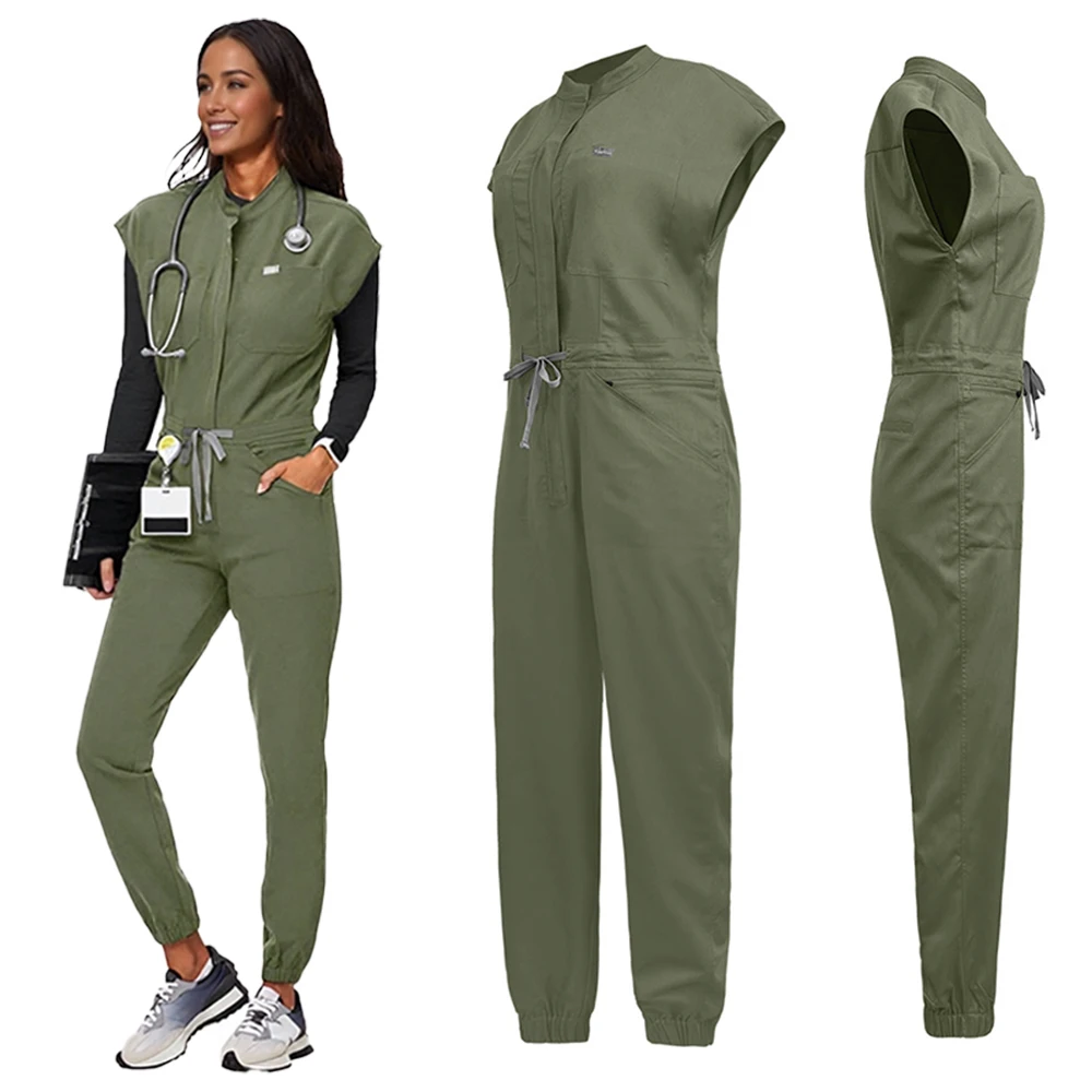 Nieuwe verpleegsterskleding Jumpsuits Medische chirurgische overall Uniformen Schoonheidssalon SPA Kliniek Pet Scrub Werkkleding Hoge kwaliteit bodysuit