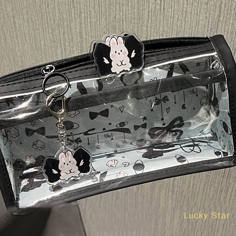 [CCF2]Cartoon Translucent Pencil Case Multi-layer Vertical Large-capacity Stationery Storage Bag School Supply Cosmetic Bag