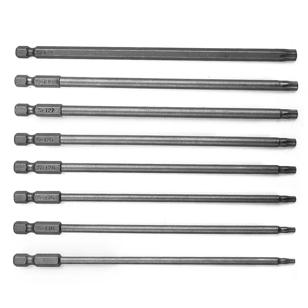 Obeng Torx baja paduan Ultra kuat, kelas industri Set Bit T8 T10 T15 T20 T25 T27 T30 T40 150mm panjang