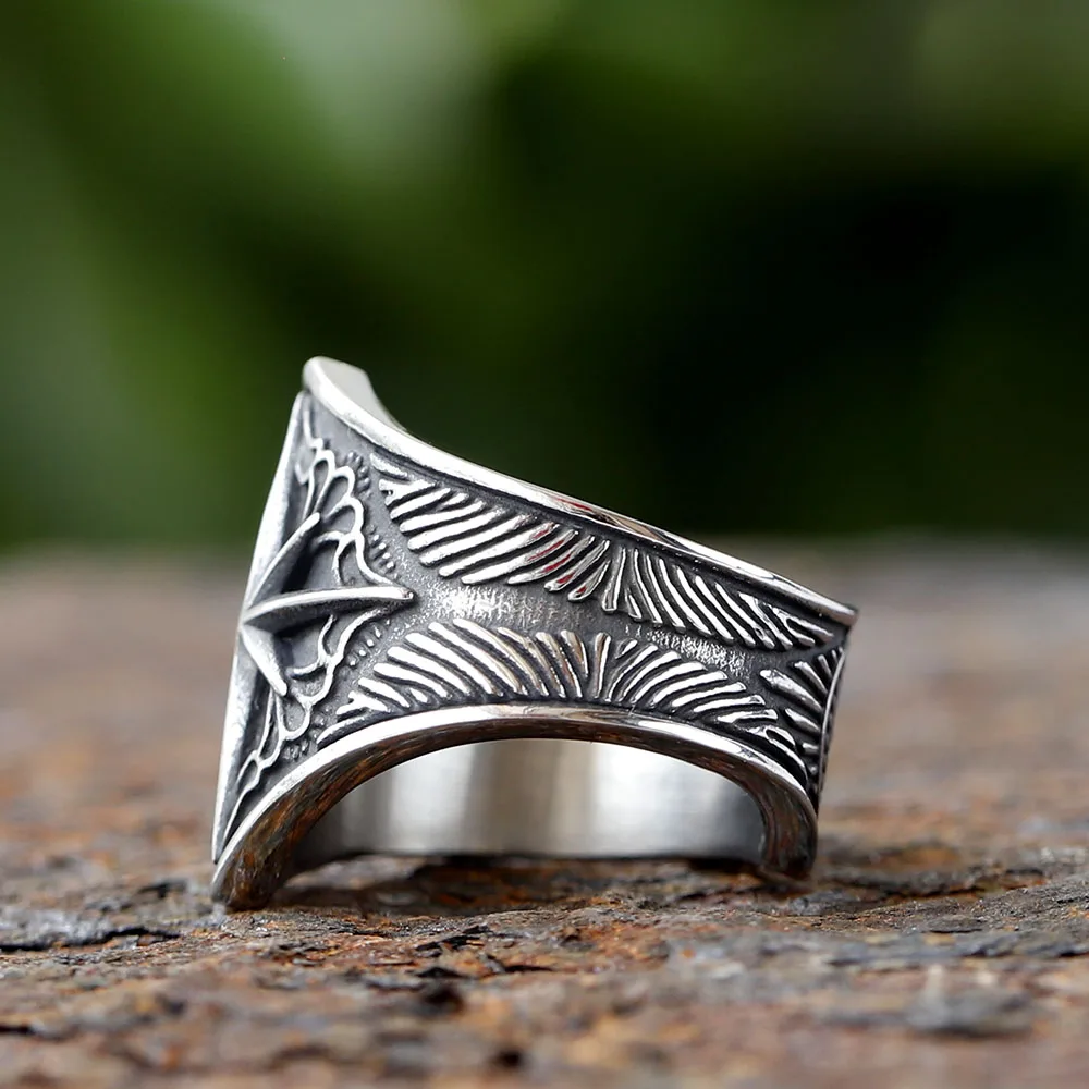 Starry Ring 316L Stainless Steel Star Men Ring Punk Rock Rap for Biker Male Boyfriend Mariner Jewelry Creative Gift Dropshipping