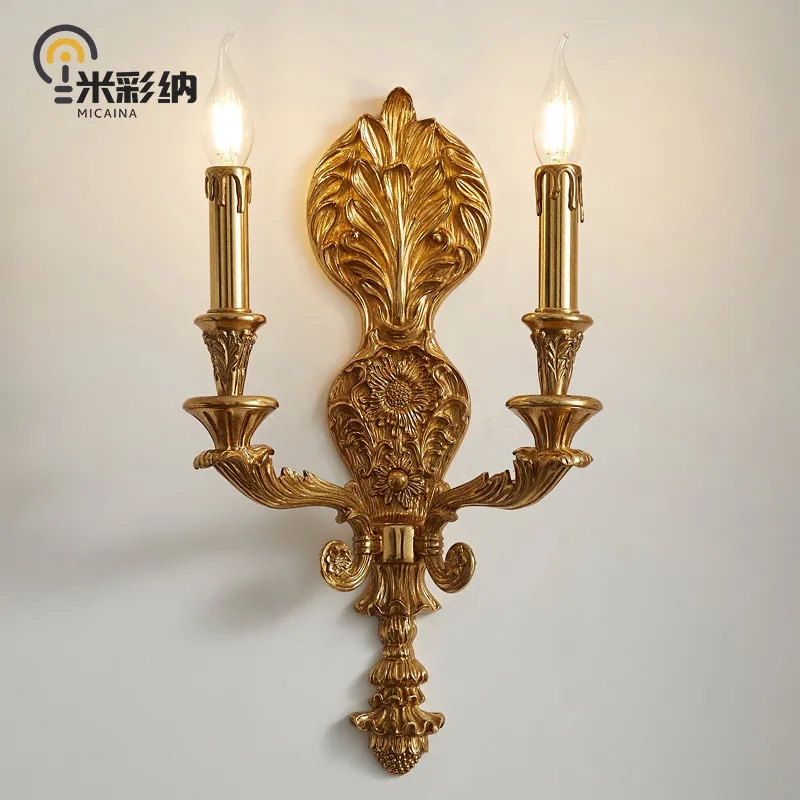 

French style copper wall lamp European style palace luxury retro villa living room bedroom bedside lamp restaurant creative aisl