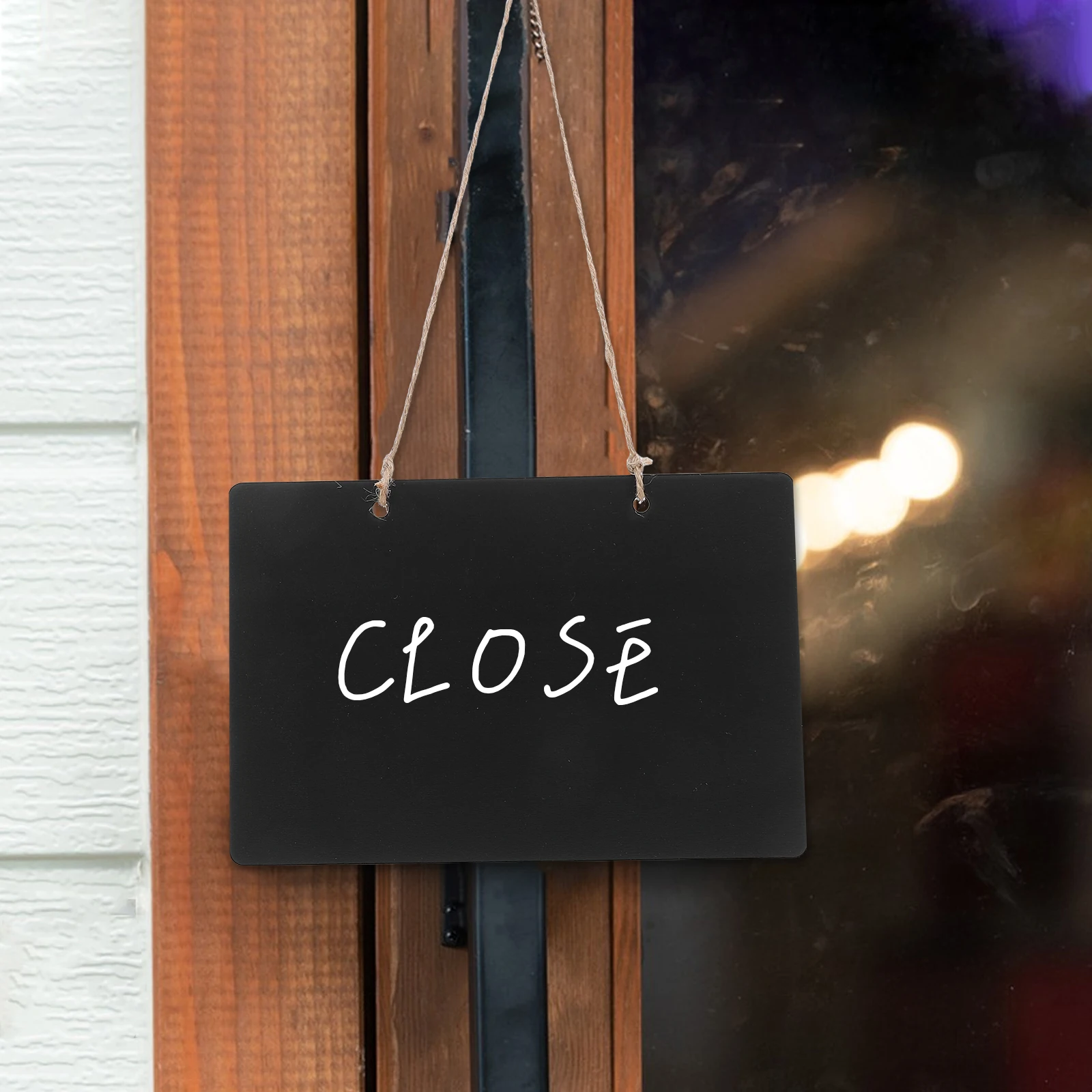 

4Pcs Hanging Double Sided Chalkboard Signs Wooden Erasable Message Boards Vintage Style Hanging String Wedding Kitchen Home