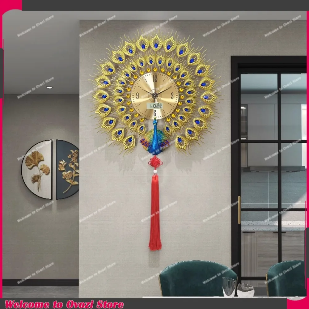 

Luxury Big Clocks Wall Vintage Metal Old Peacock Unique Wall Clock Living Room Gold Relojes De Pared Furniture Decoration