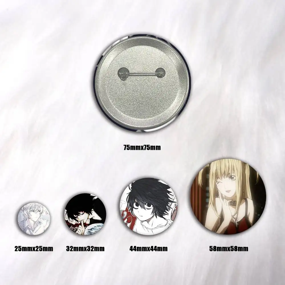 A-anime D-DEATH-H NOTE Badge On Backpack Accessories Manga Icons Pins Round Cartoon Brooches For Clothes Bag Decor Gifts