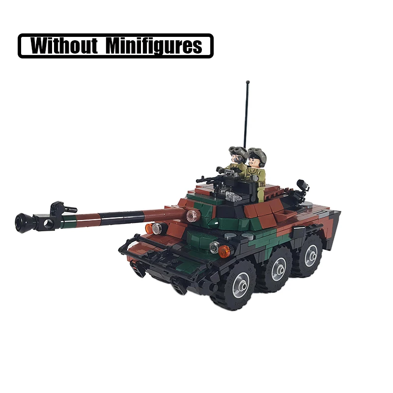 Modern French Reconnaissance Tank AMX 10 Fire Support Armored Vehicle Building Block Assembly MIlitary Weapon Model Bricks Toys