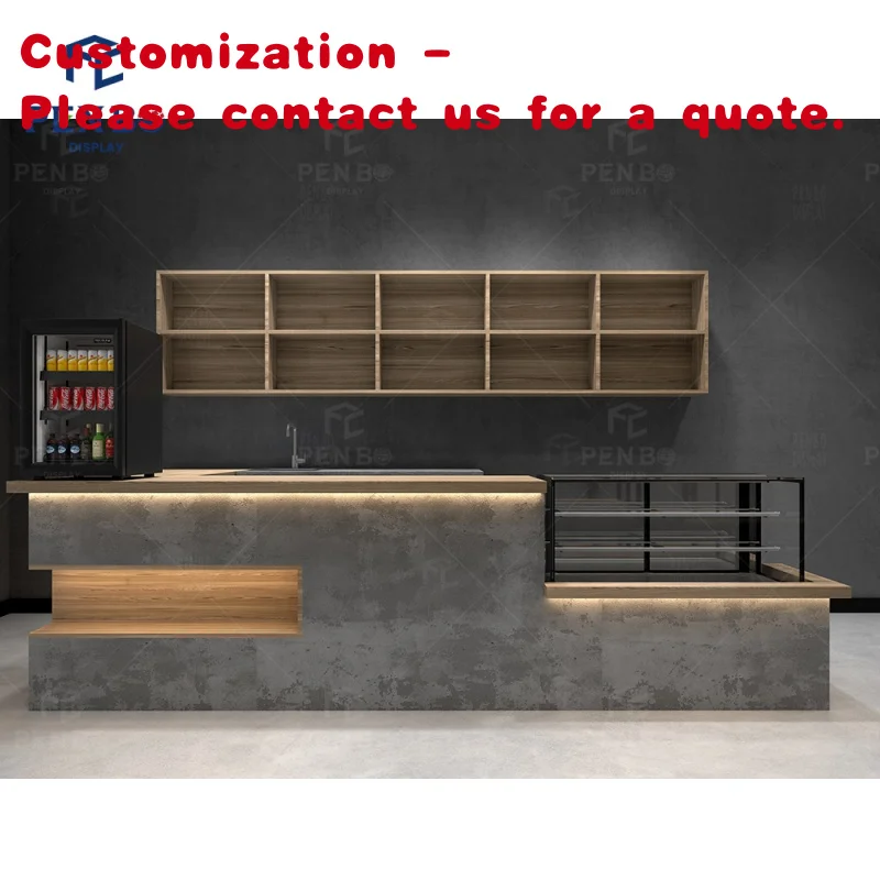 

custom.Modern Coffee Shop Furniture Customized Sweet Coffee Shop Counter Wooden Bread Display Shelf Sale