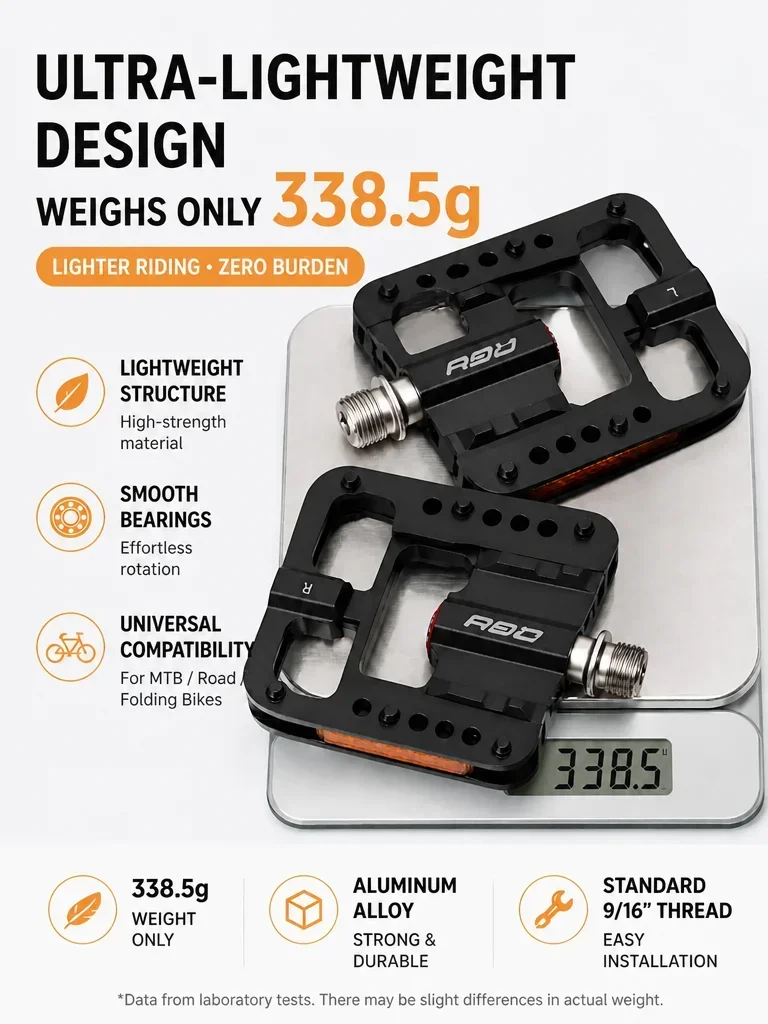 RGO Faltbare Fahrradpedale 4 Lager Aluminiumlegierung Rutschfest Reflektierend Schnellklapppedal 9/16" Universal für MTB-Rennradteile – Detail 7