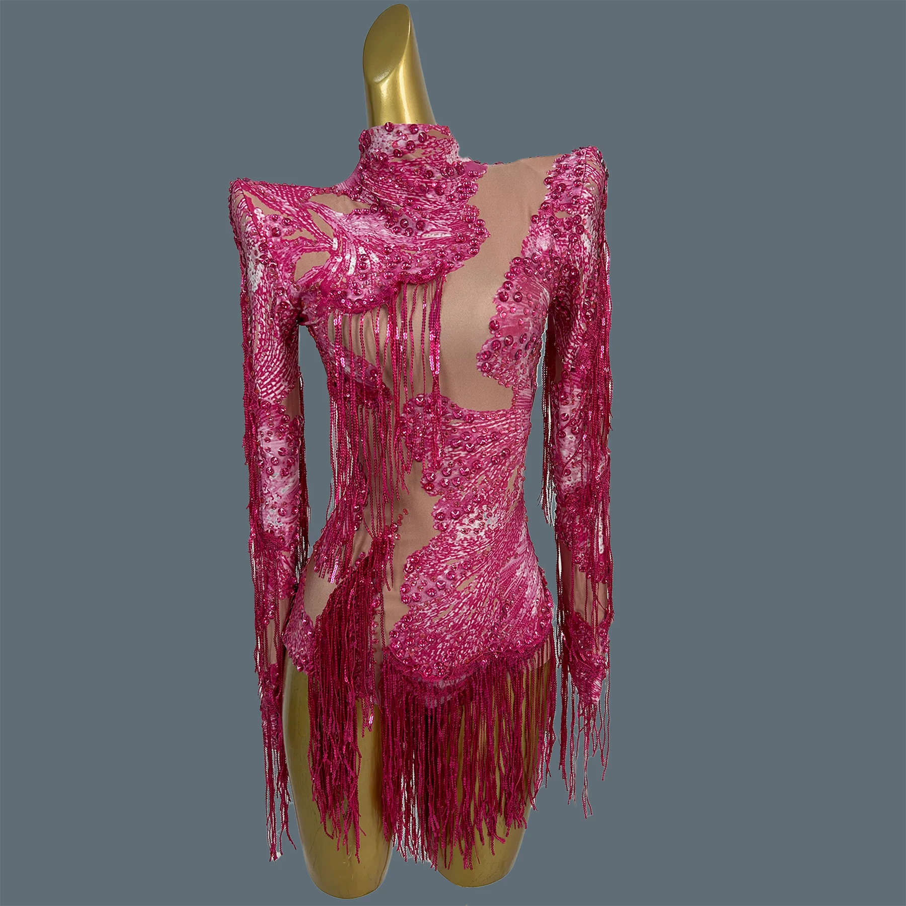 

Women's Sexy Sparkly Rhinestone Bodysuit High Cut Thong 1 Piece Leotard Party Dance Halloween Performance Club Wear Shuangxiu