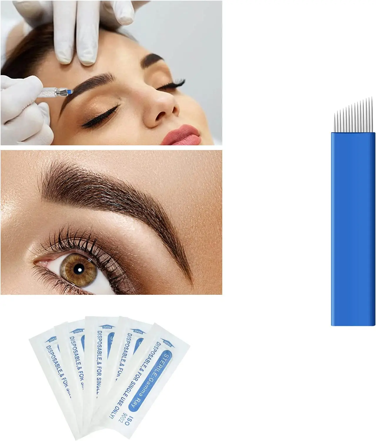 Pinkiou Eyebrow Microblading Needles  Tattoo Blades Disposable Microblading Needles for Microblading Pens (50 Pieces)