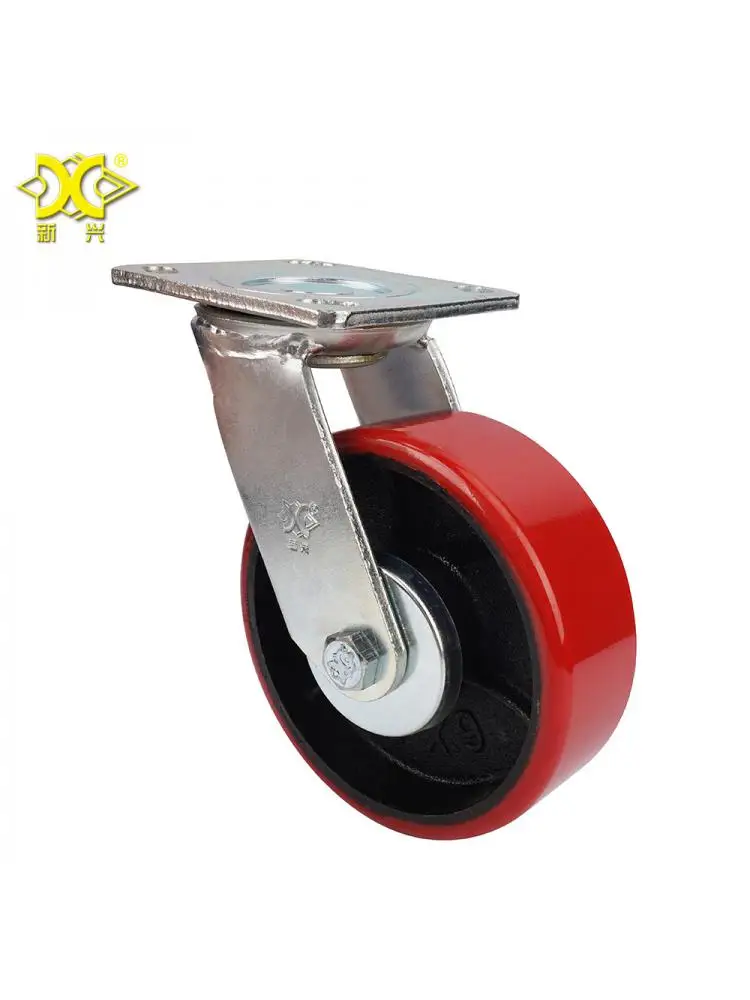 

6-inch Cast Iron Polyurethane (pu) Double Bearing Brake Heavy-duty Caster/warehousing And Handling Turnover Trolley Wheel 1Pc