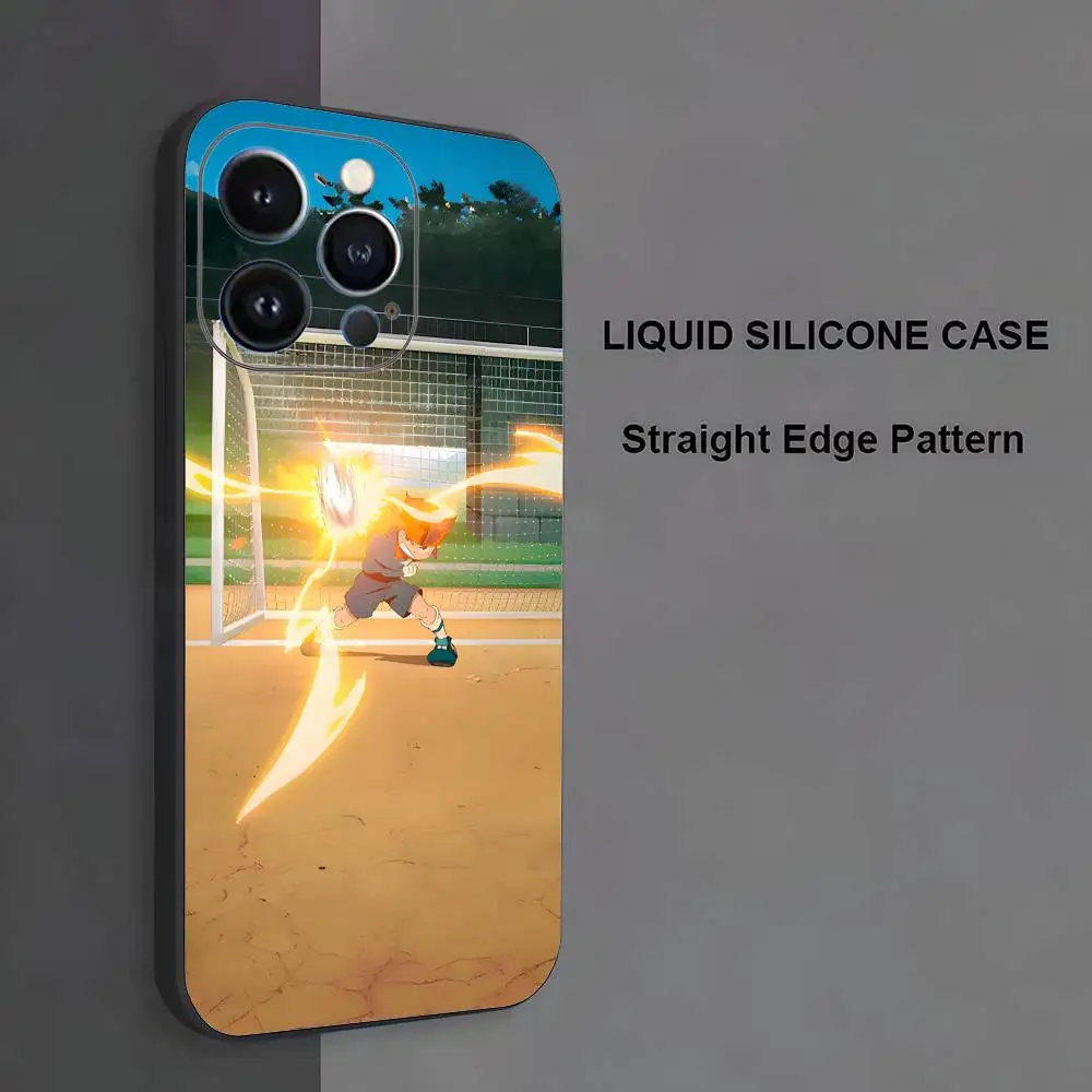 حافظة هاتف I-Inazuma E-Eleven لهاتف iPhone 17,16,15,14,13,12,11,Pro Max,XS,X,XR,SE,Mini,8,7,غطاء أسود من السيليكون الناعم