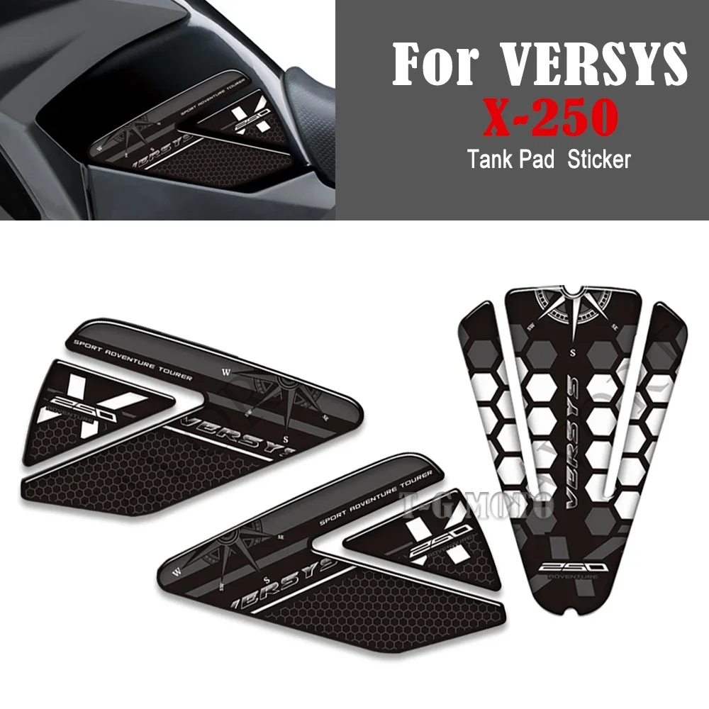 For Kawasaki VERSYS X 250 250X VERSYS-X X-250 Adventure Tourer  versys x250 Fuel Oil Tank Pad Stickers Kit Knee Protector Decals