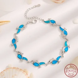 2024 New 100% 925 Sterling Silver Versatile Fashion Simple Fantasy Opal Irregular Bracelet High Quality Women's Style