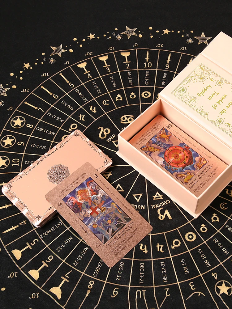78-teiliges Klassisches Mystisches Wahrsage-Set mit Anleitungsbuch Roségold Wasserfeste Tarotkarten mit Bedeutungen darauf für Anfänger